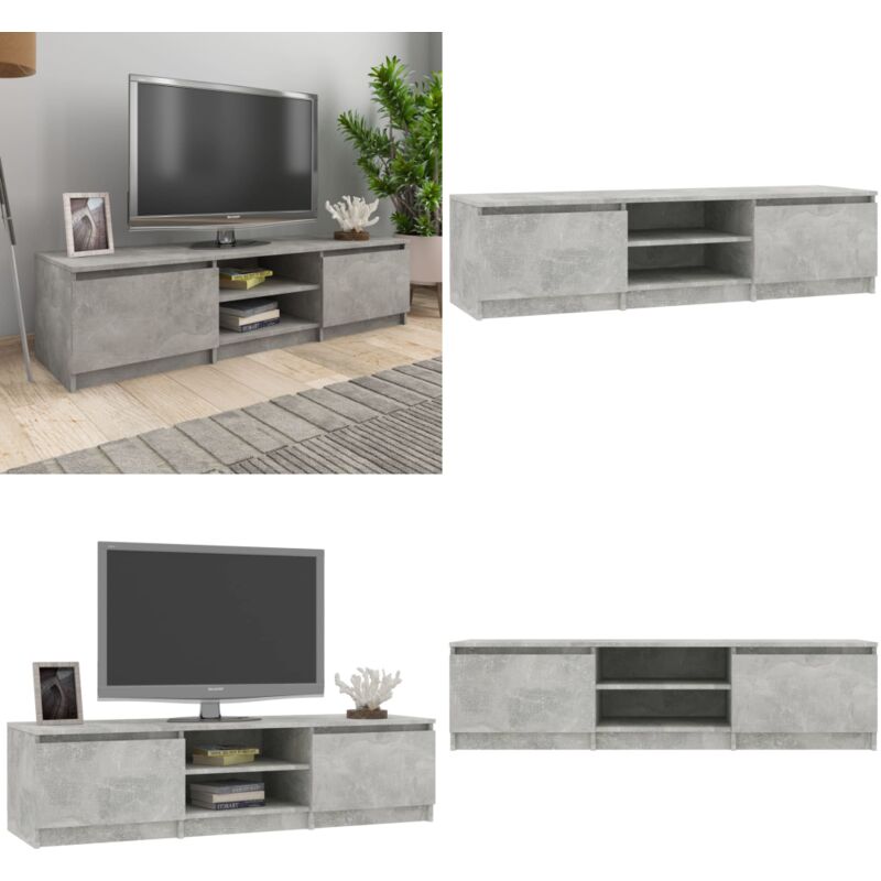 Vidaxl - Meuble tv Gris béton 140x40x35,5 cm Bois d'ingénierie - Meuble Tv Gris - Meuble Tv Moderne - Meuble Tv Industriel - Rangement Tv - Console