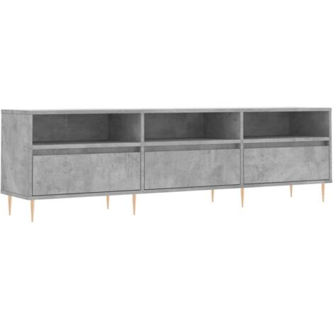 Meuble TV gris béton 150x30x44,5 bois d'ingénierie