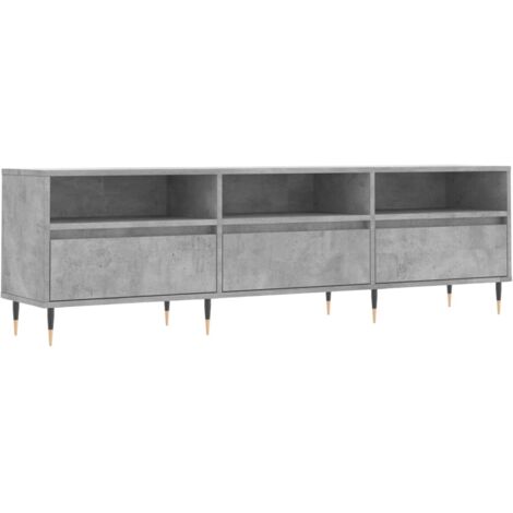Meuble TV gris béton 150x30x44,5 bois d'ingénierie