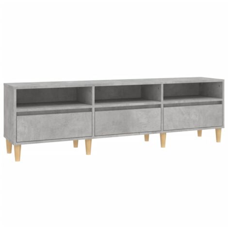 Meuble TV gris béton 150x30x44,5 bois d'ingénierie
