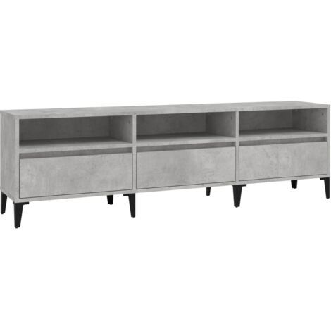 Meuble TV gris béton 150x30x44,5 bois d'ingénierie