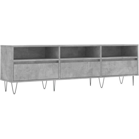 Meuble TV gris béton 150x30x44,5 bois d'ingénierie