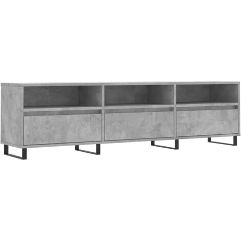 Meuble TV gris béton 150x30x44,5 bois d'ingénierie