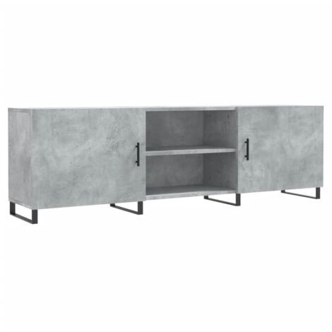 Meuble TV gris béton 150x30x50 bois d'ingénierie