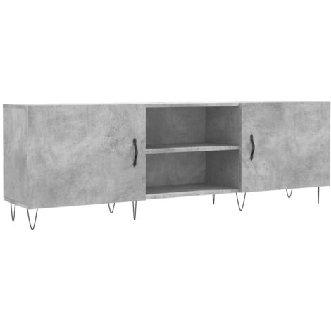 Meuble TV gris béton 150x30x50 bois d'ingénierie