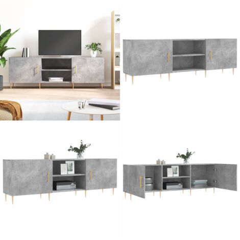 Meuble TV gris béton 150x30x50 cm bois d'ingénierie - Meuble de télévision - Bois d'ingénierie