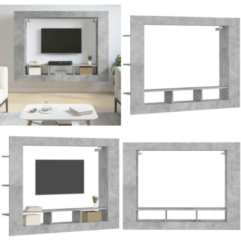 Meuble TV gris béton 152x22x113 cm bois d'ingénierie - Meuble Tv - Meuble Tv Mural - Support Tv - Meuble Hifi - Meuble Salon - Home & Living