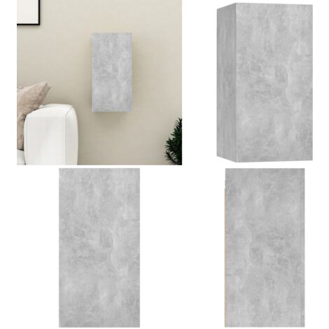Meuble TV Gris béton 30,5x30x60 cm Bois d’ingénierie - Meubles Tv Suspendus - Meuble Tv Gris - Meuble Tv Moderne - Rangement Mural - Console Tv - Home & Living