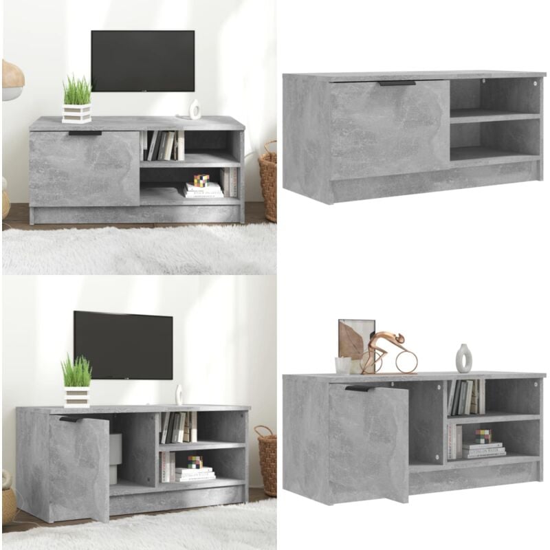 Vidaxl - Meuble tv Gris béton 80x35x36,5 cm Bois d'ingénierie - Meuble Tv - Meuble Téléviseur - Support Tv - Unité Tv - Design Moderne - Home & Living