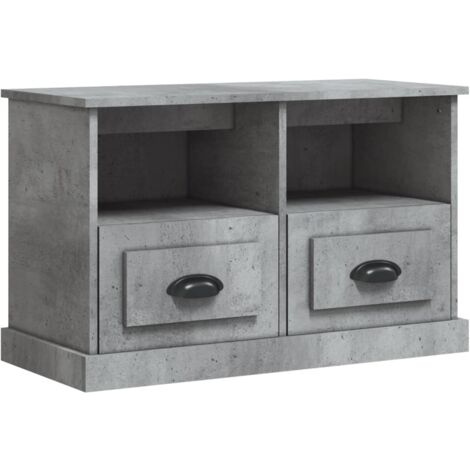 Meuble TV gris béton 80x35x50 bois d'ingénierie