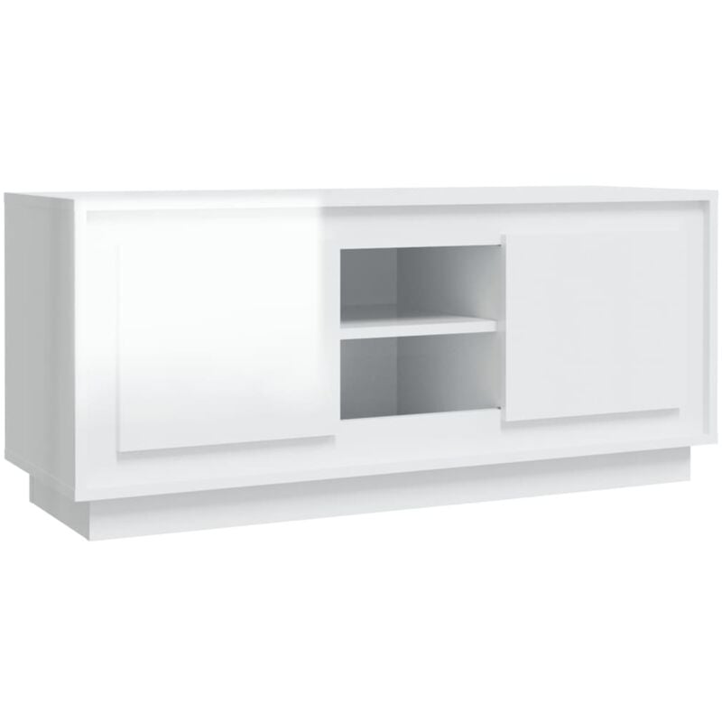Vidaxl - Meuble tv blanc brillant 102x35x45 cm bois d'ingénierie