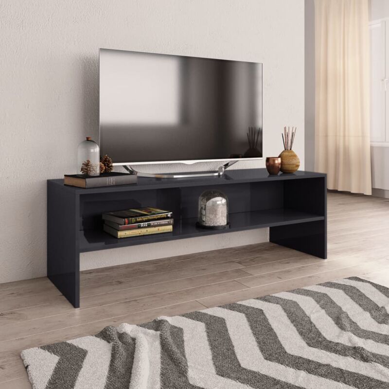 Vidaxl - Meuble tv Gris brillant 120 x 40 x 40 cm Aggloméré