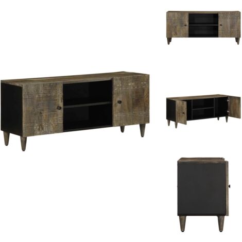 Meuble TV gris clair 105x33,5x46 cm bois massif de manguier - Meuble TV - Meubles TV - Banc TV - Buffet TV