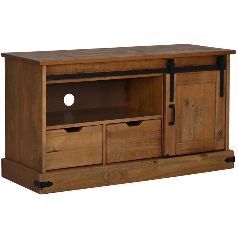 Vidaxl - Meuble tv halden avec porte coulissante 110x40x60cm bois massif