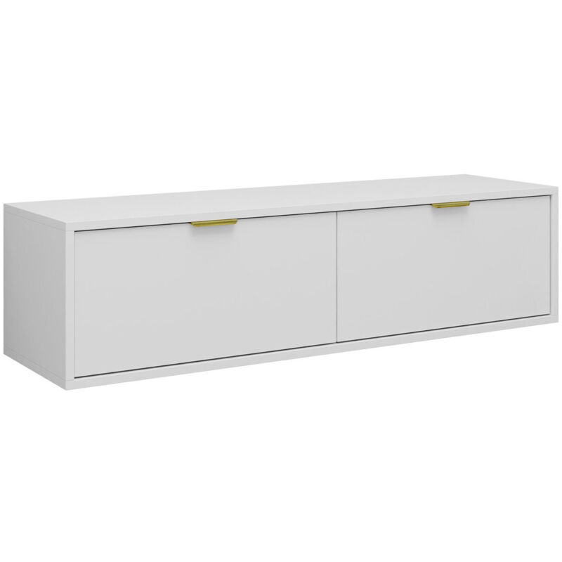 Meuble tv Hamilton 100, Blanc, Le nombre de portes: 0, Nombre de tiroirs: 0, 140x35x33cm