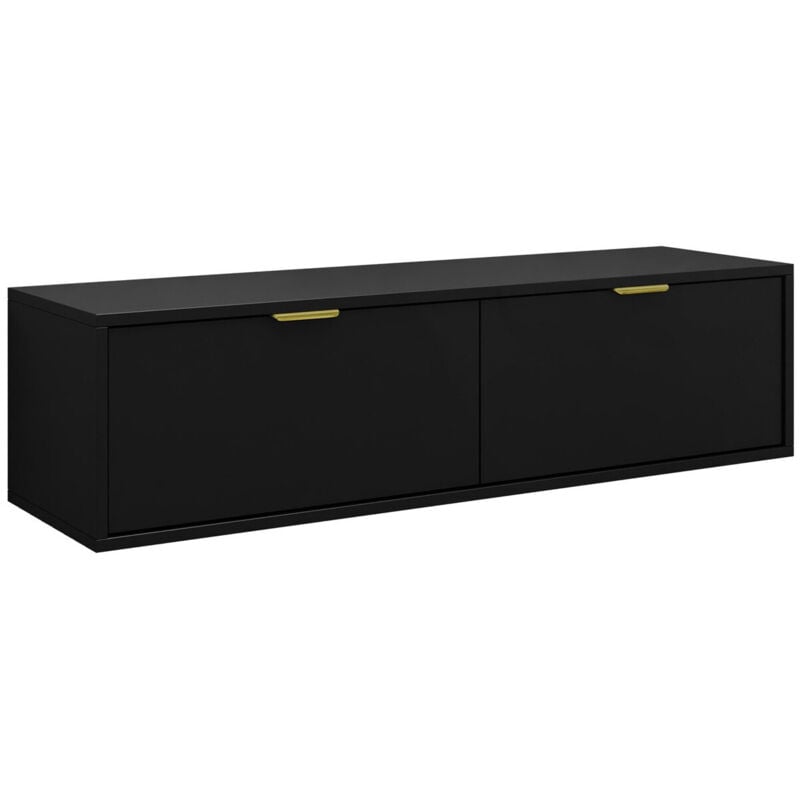 Mobilier1 - Meuble tv Hamilton 100, Noir, Le nombre de portes: 0, Nombre de tiroirs: 0, 140x35x33cm