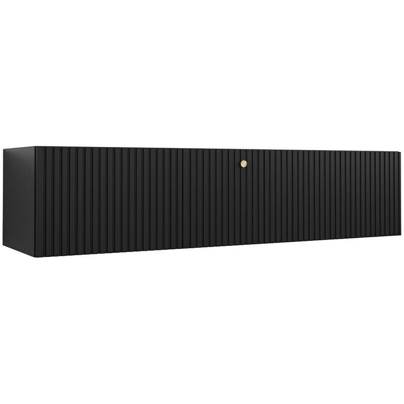 Meuble tv Elblaru 106, Noir, Le nombre de portes: 0, Nombre de tiroirs: 0, 150x34x40cm