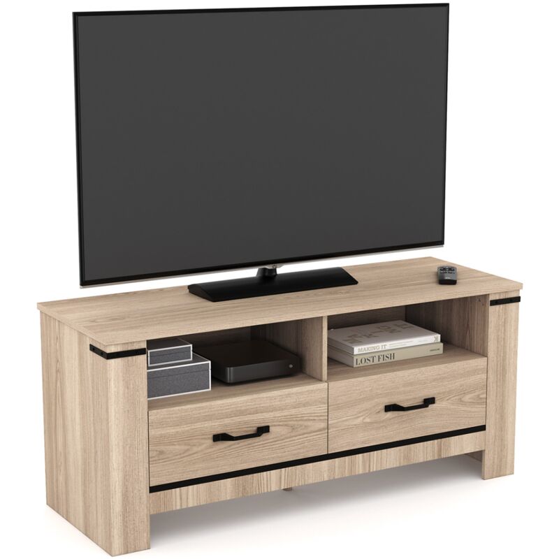 Meuble tv 113 cm idaho 2 tiroirs design contemporain