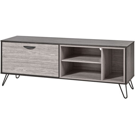 Meuble TV industriel 150 cm chêne gris/cendre Virginie