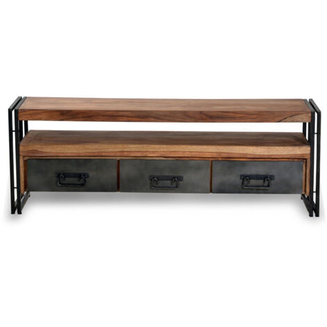 Meuble TV industriel 160 cm en acacia massif Pamela