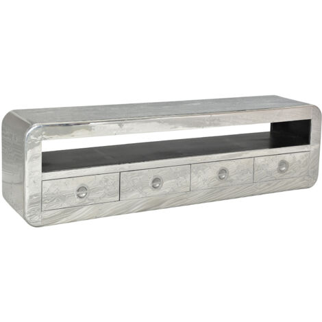 Meuble TV industriel 200 cm bois et aluminium Fly