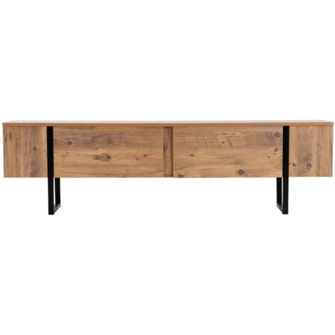 Meuble tv industriel avec placards bois et noir 180cm MOOV