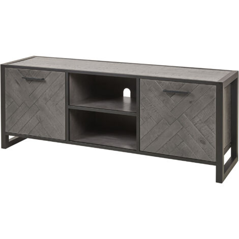 Meuble TV industriel en pin massif gris Australine