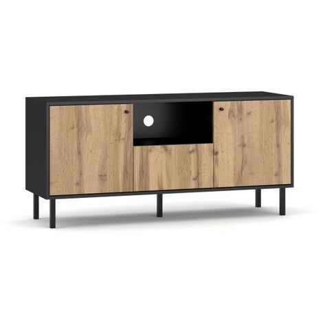 Meuble tv industriel en bois et métal : 2 portes / 1 case - Hellin