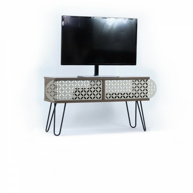 argonauta - meuble tv industriel urbain en noyer noir cm 106 x 30 48 h