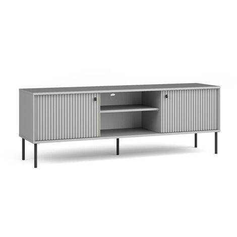 Meuble TV ISIS – 2 portes & 2 niches – Gris – 157x55x41 cm