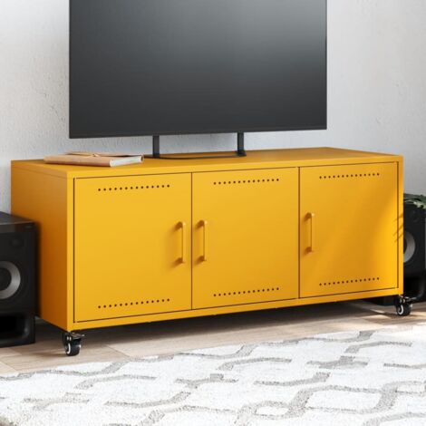 Meuble TV jaune moutarde 100,5x39x43,5 cm acier vidaXL