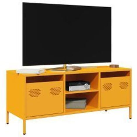 Meuble TV jaune moutarde 101,5x39x43,5 acier laminé à froid