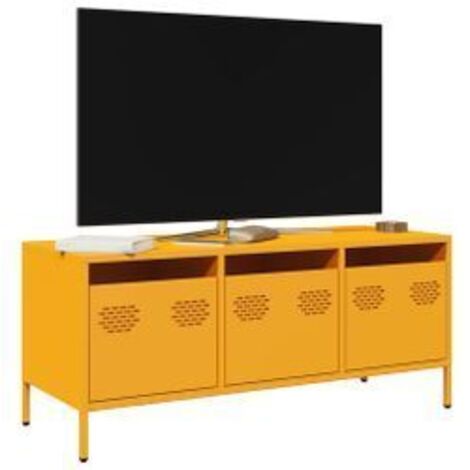Meuble TV jaune moutarde 101,5x39x43,5 acier laminé à froid