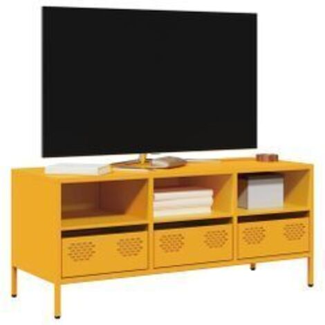 Meuble TV jaune moutarde 101,5x39x43,5 acier laminé à froid