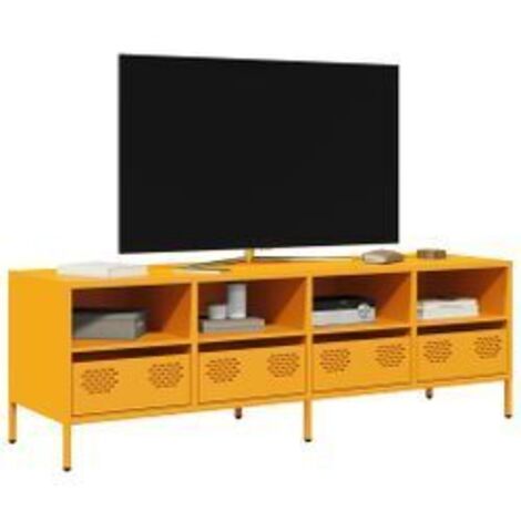 Meuble TV jaune moutarde 135x39x43,5 acier laminé à froid