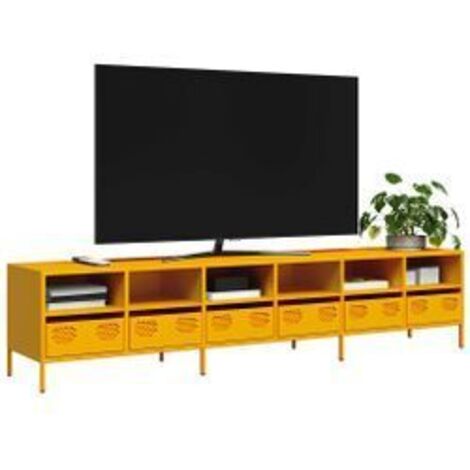 Meuble TV jaune moutarde 202x39x43,5 acier laminé à froid