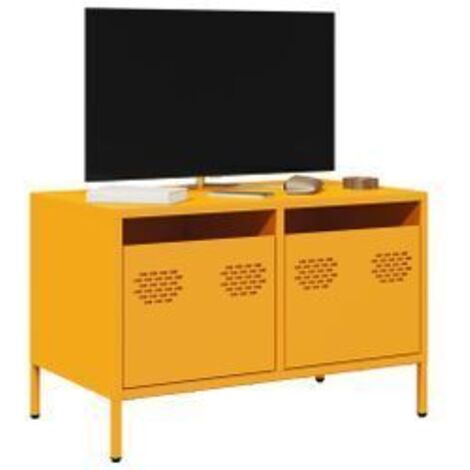 Meuble TV jaune moutarde 68x39x43,5 acier laminé à froid