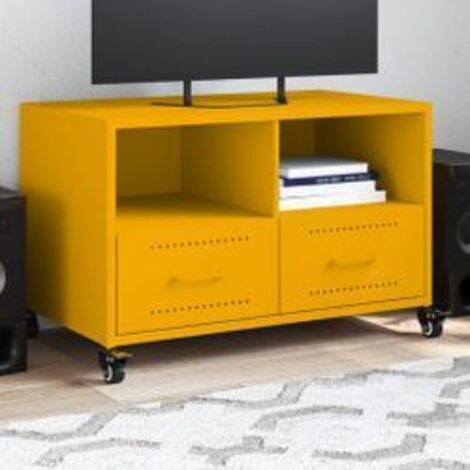 Meuble TV jaune moutarde 68x39x43,5 acier laminé à froid