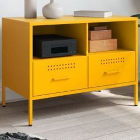 Meuble TV jaune moutarde 68x39x50,5 acier laminé à froid