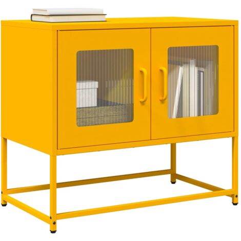 Meuble TV jaune moutarde 68x39x60,5 cm acier laminé à froid vidaXL