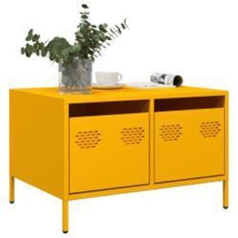 Meuble TV jaune moutarde 68x50x43,5 acier laminé à froid