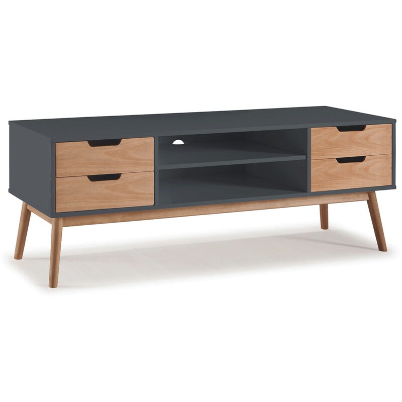 Vs Venta-stock - meuble tv java gris/cire avec une porte et 2 tiroirs