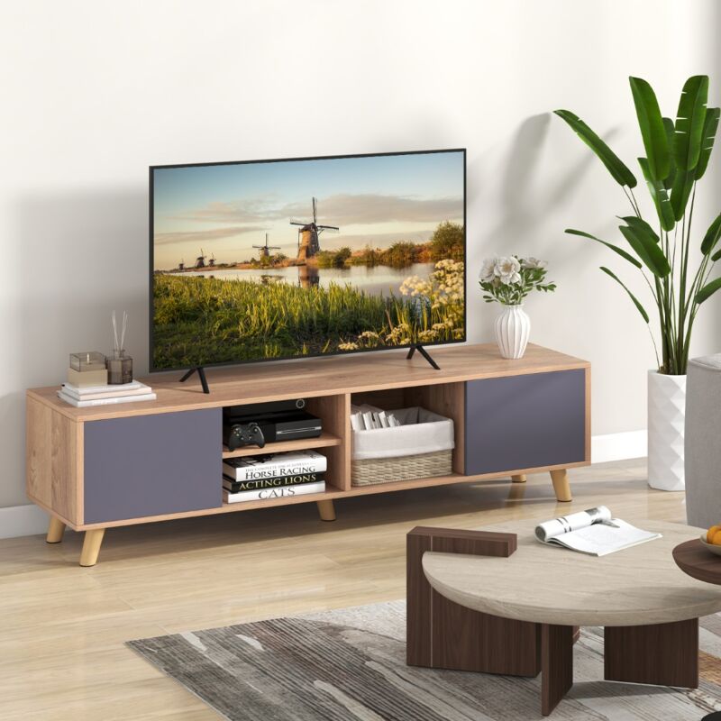 Design In - Meuble tv jusqu'à 65 Pouces Etagère Ouverte Table Console 3 Trous Gestion Câbles