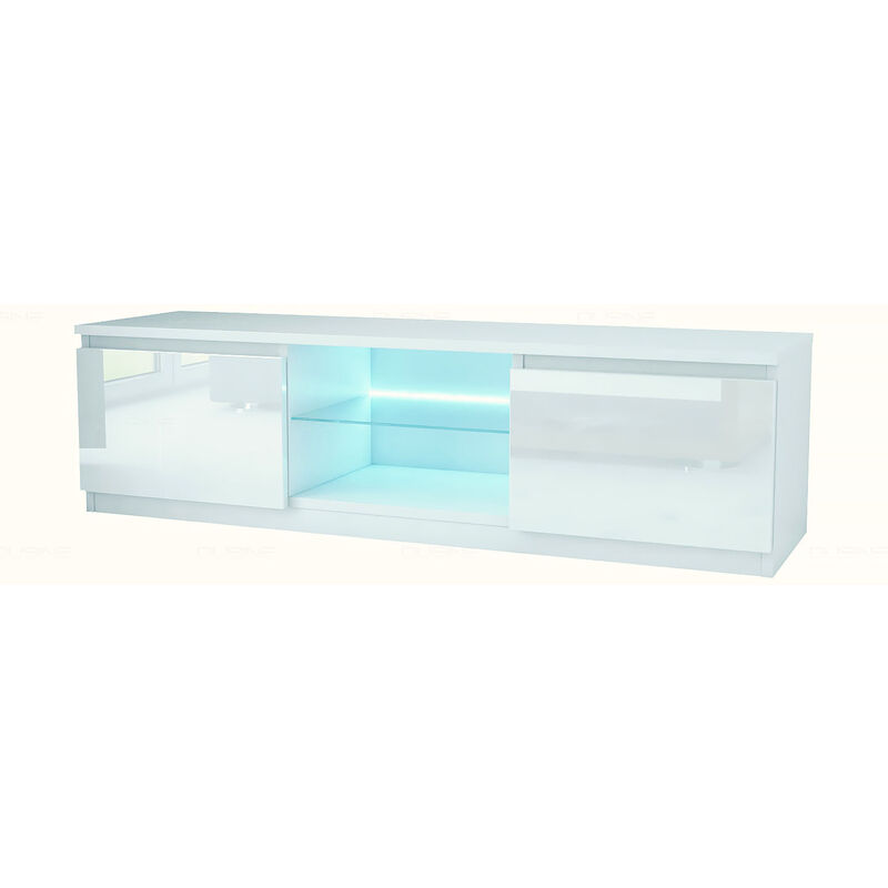 Dusine - Meuble tv Kiffa led 140 cm en 18 mm avec portes laquées Dusine - Meuble tv Kiffa led 140 cm en 18 mm avec portes laquées