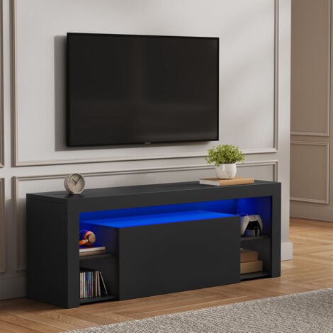 Meubl LED 140 cm HavenlyHome - Meubl en Bois avec 1 Tiroirs - pour Salon et Chambre - Moderne - Gris