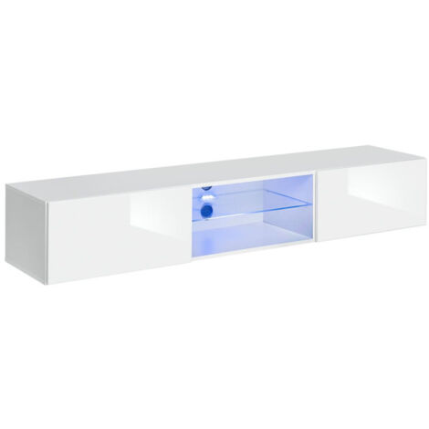 Meuble TV LED Design "Switch III" 180cm Blanc