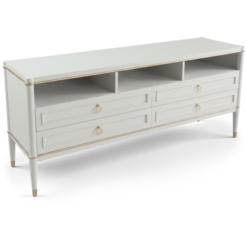 Cotecosy - Meuble tv élégant 4 tiroirs Optimus Beige clair et Or