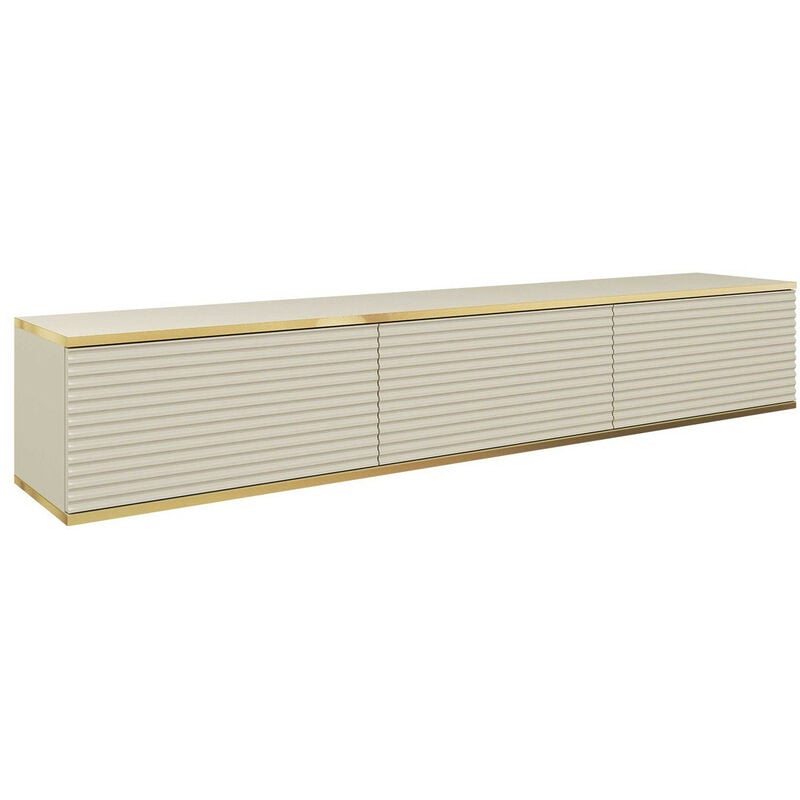 Meuble tv Felduno 101, Crème + Doré, Le nombre de portes: 0, Nombre de tiroirs: 0, 175x30x32cm