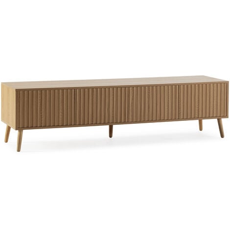 Meuble TV Lluvia 4 portes, coloris chêne, longueur 160 cm