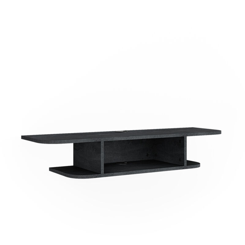 Vicco - Meuble tv Lorio, Béton noir, 105 x 18.2 cm avec compartiments ouverts